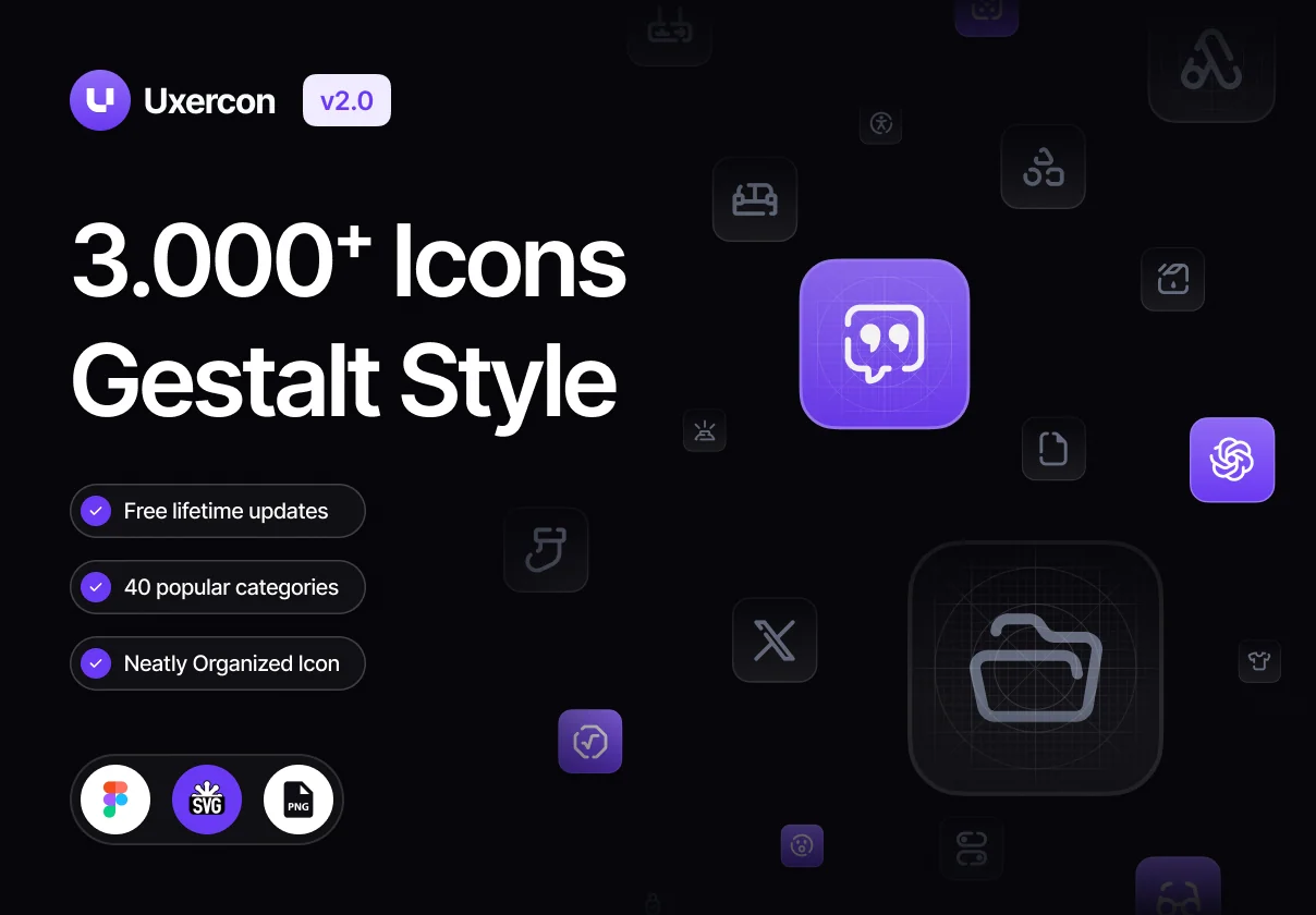 3000+ Gestalt Icon Styles | Uxercon Icon Library v2.0
