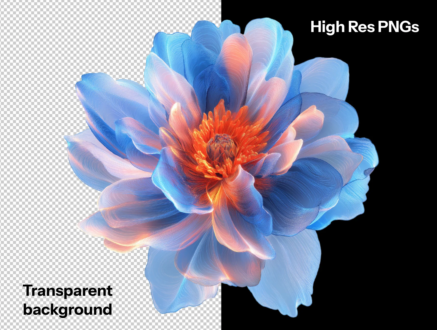 32 AI-Generated Abstract Flower Renders – PNG & PSD Pack (Customizable Colors) 3