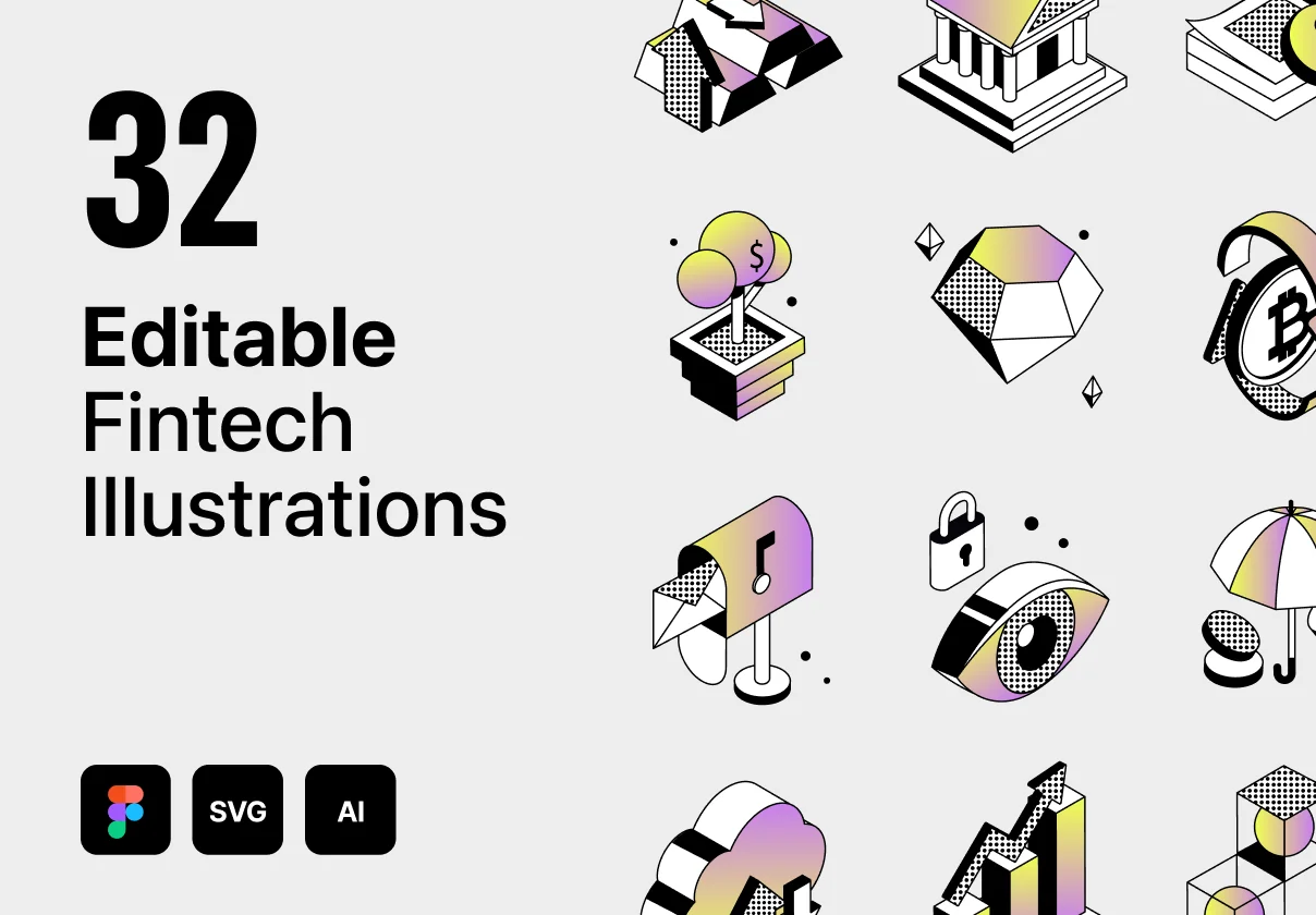 32 Editable Fintech Illustrations