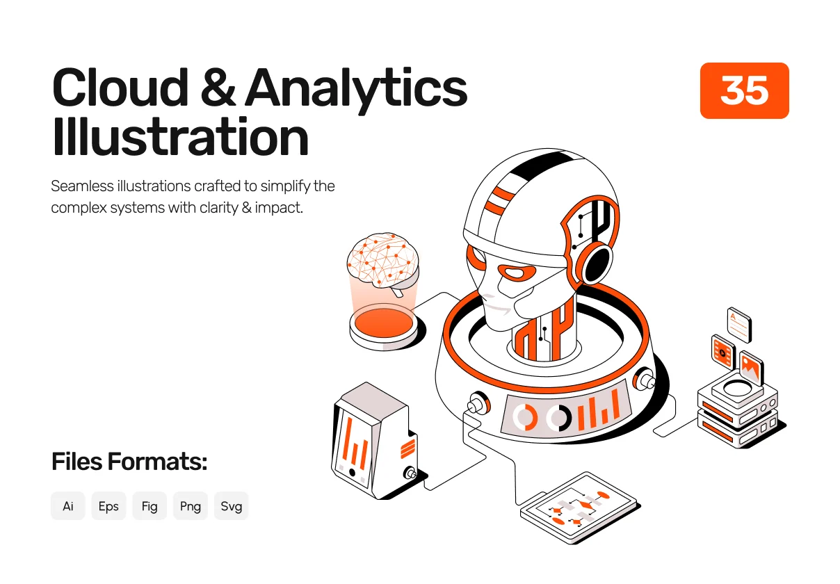 35 Cloud and Analytics Isometric Illustration