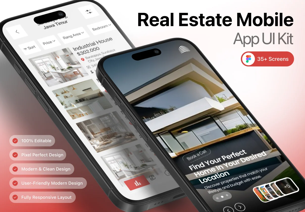 35+ Real Estate — Mobile App UI Kit