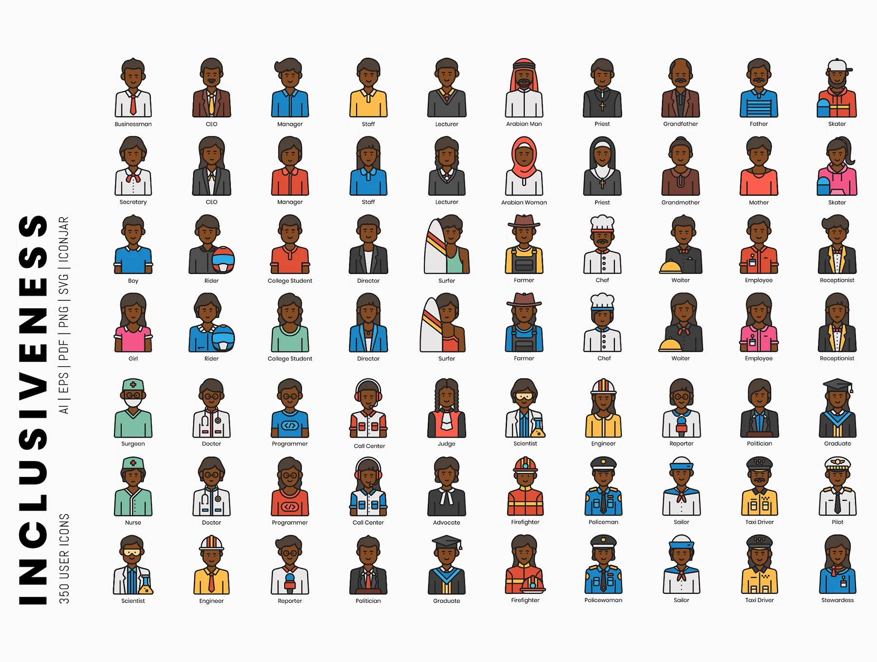 350 Inclusiveness Icons | Vivid Series 2