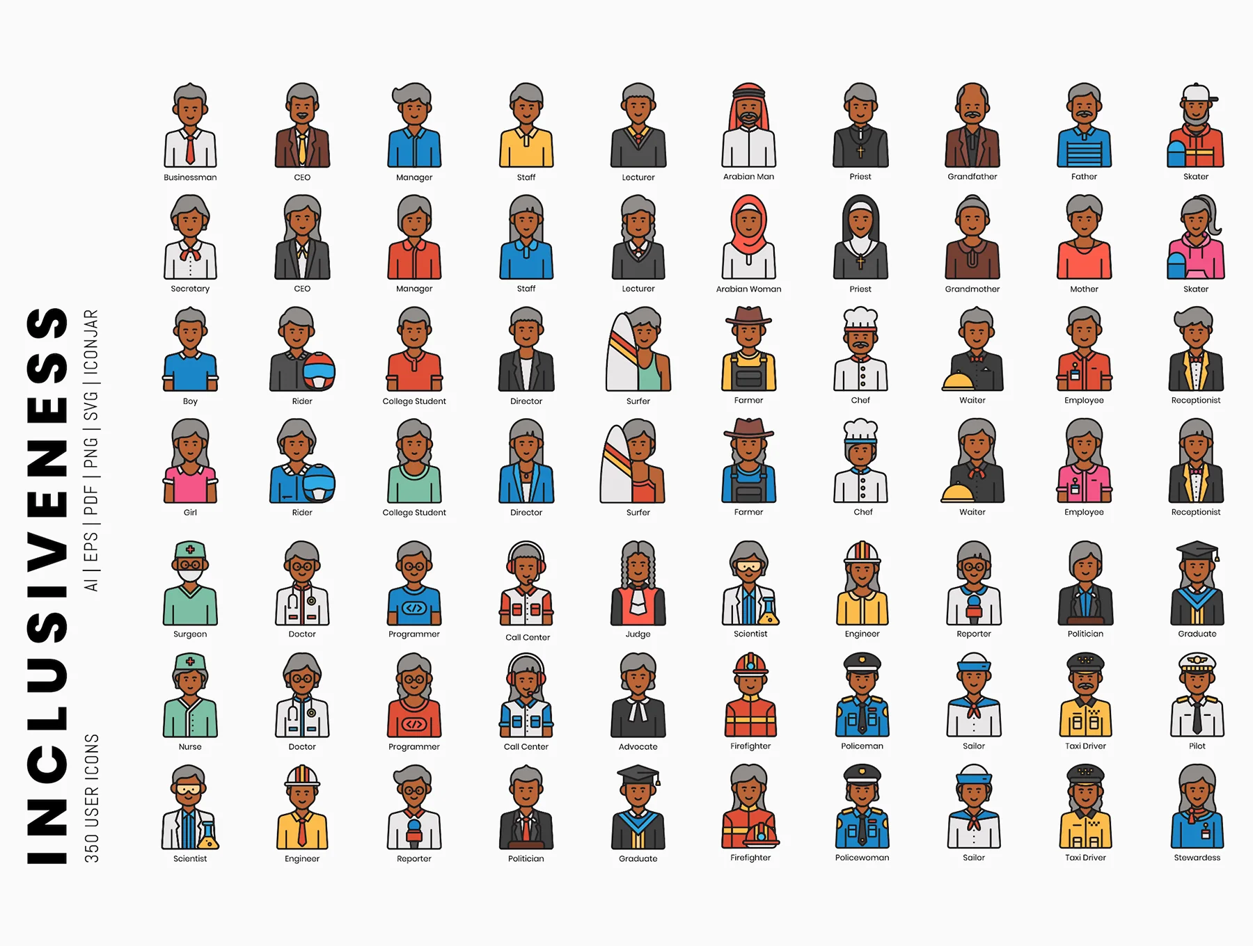 350 Inclusiveness Icons | Vivid Series 3