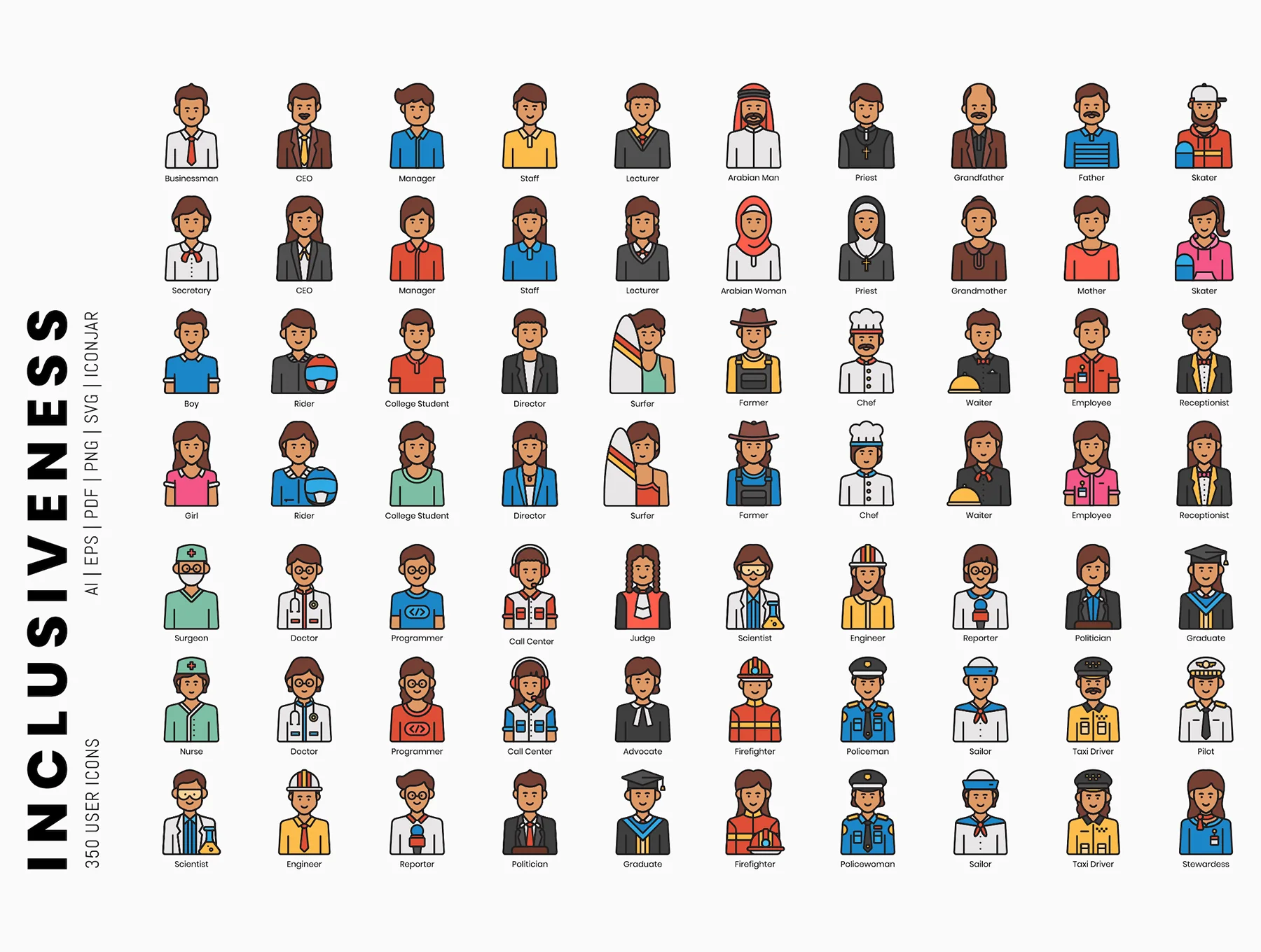 350 Inclusiveness Icons | Vivid Series 4