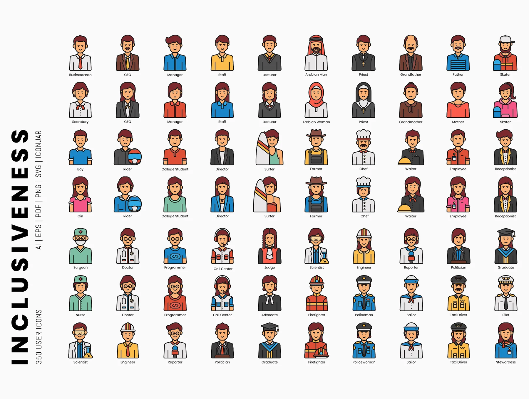 350 Inclusiveness Icons | Vivid Series 5