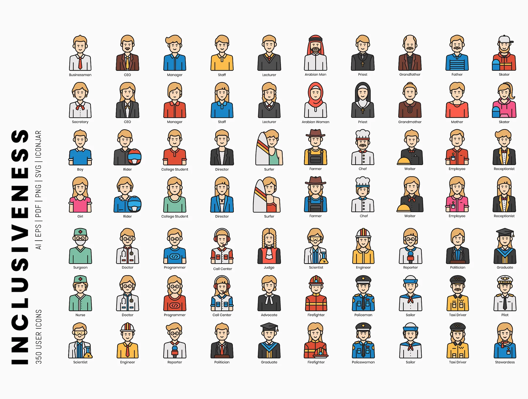 350 Inclusiveness Icons | Vivid Series 6