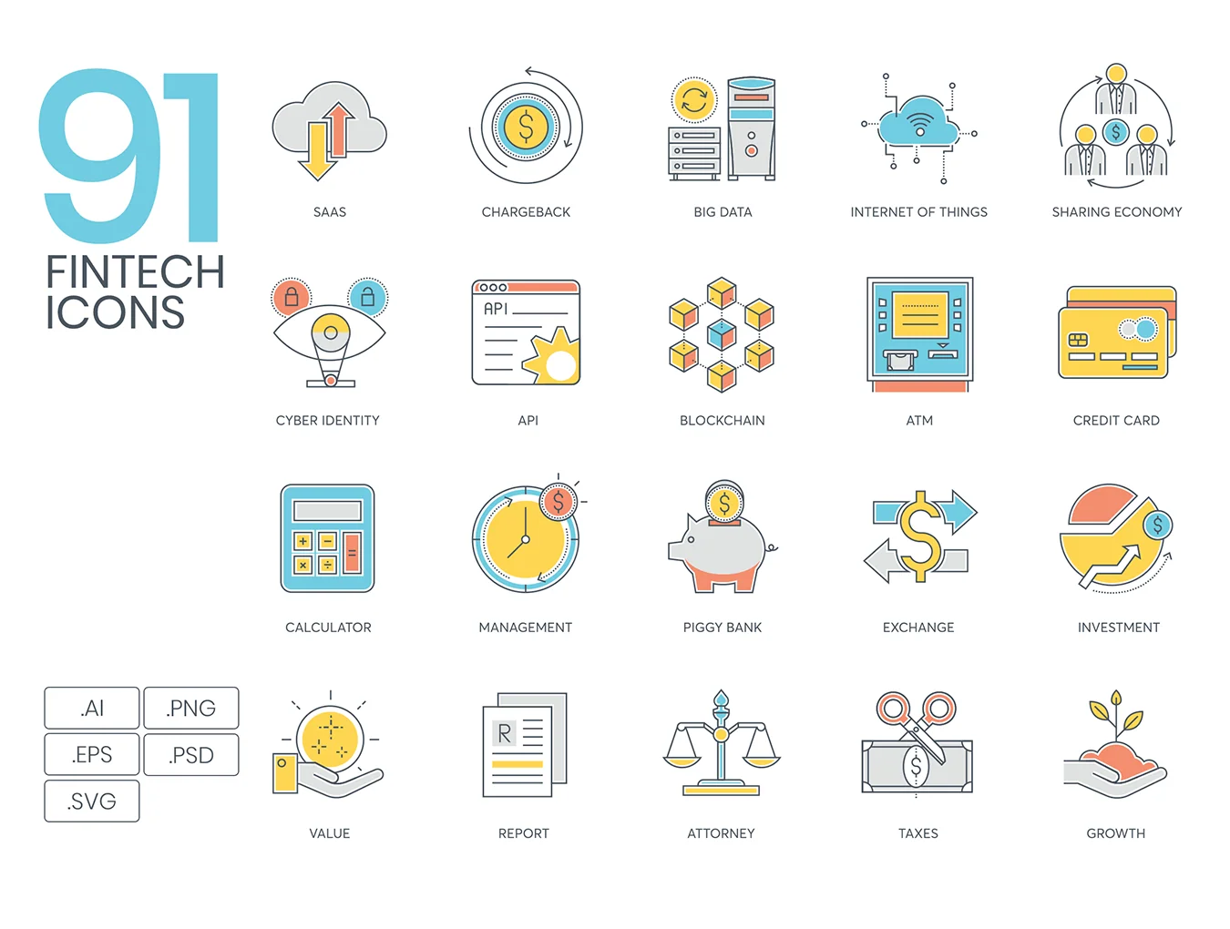 300+ Startup Icon Pack | Color Line Series 6