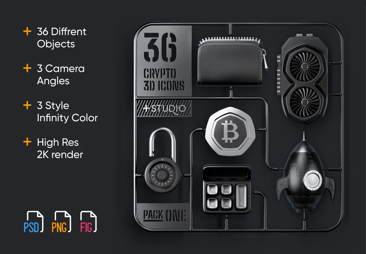 36 Crypto 3D icons