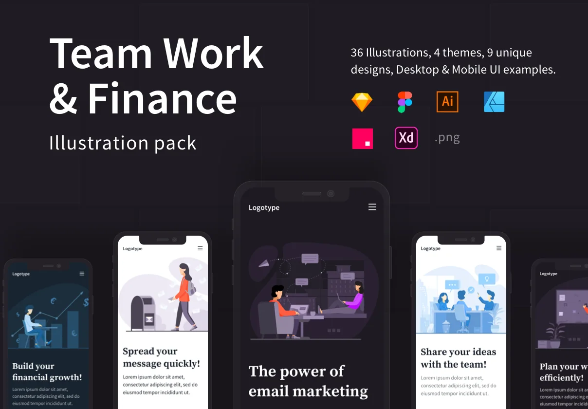 Team Work & Finance Illustrations
