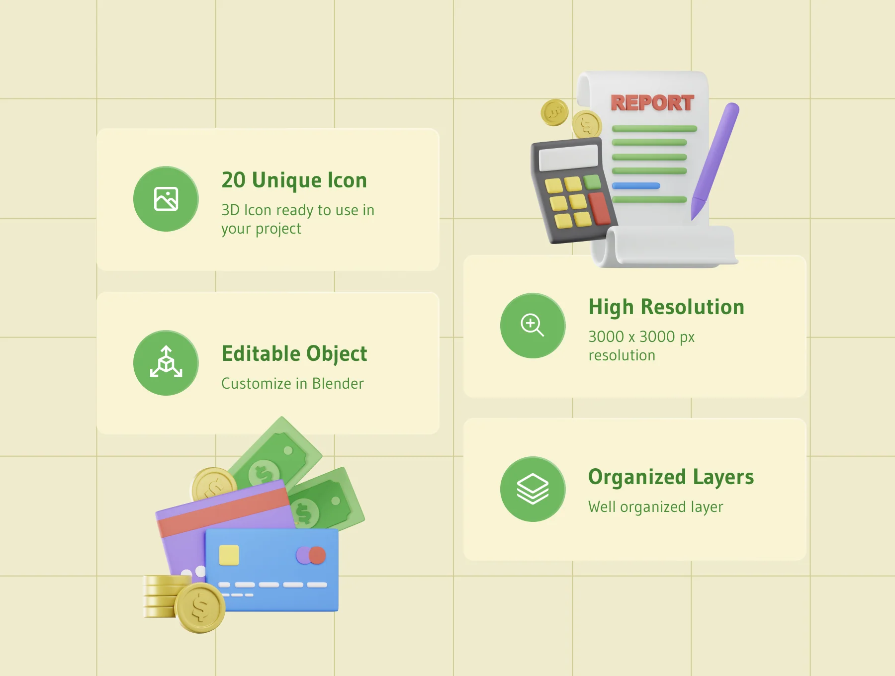 3D Accounting Finance Icon Pack 2