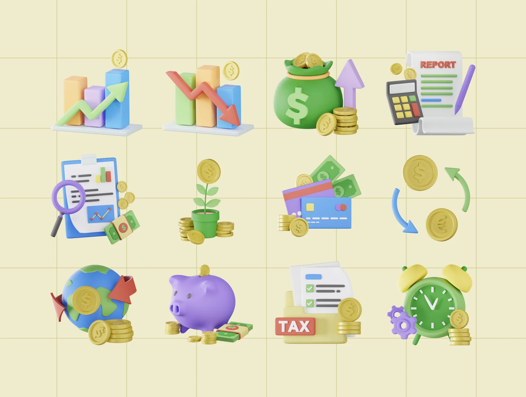3D Accounting Finance Icon Pack 8