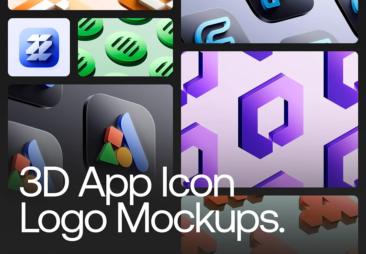 3D App Icon 12 Logo Mockups