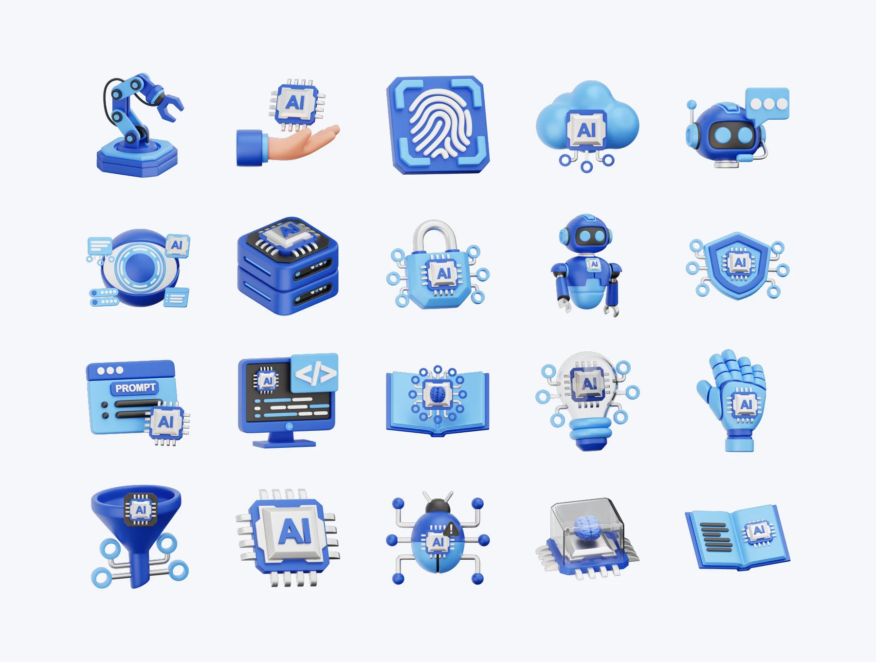 3D Artificial Intelligence Icon Set 5