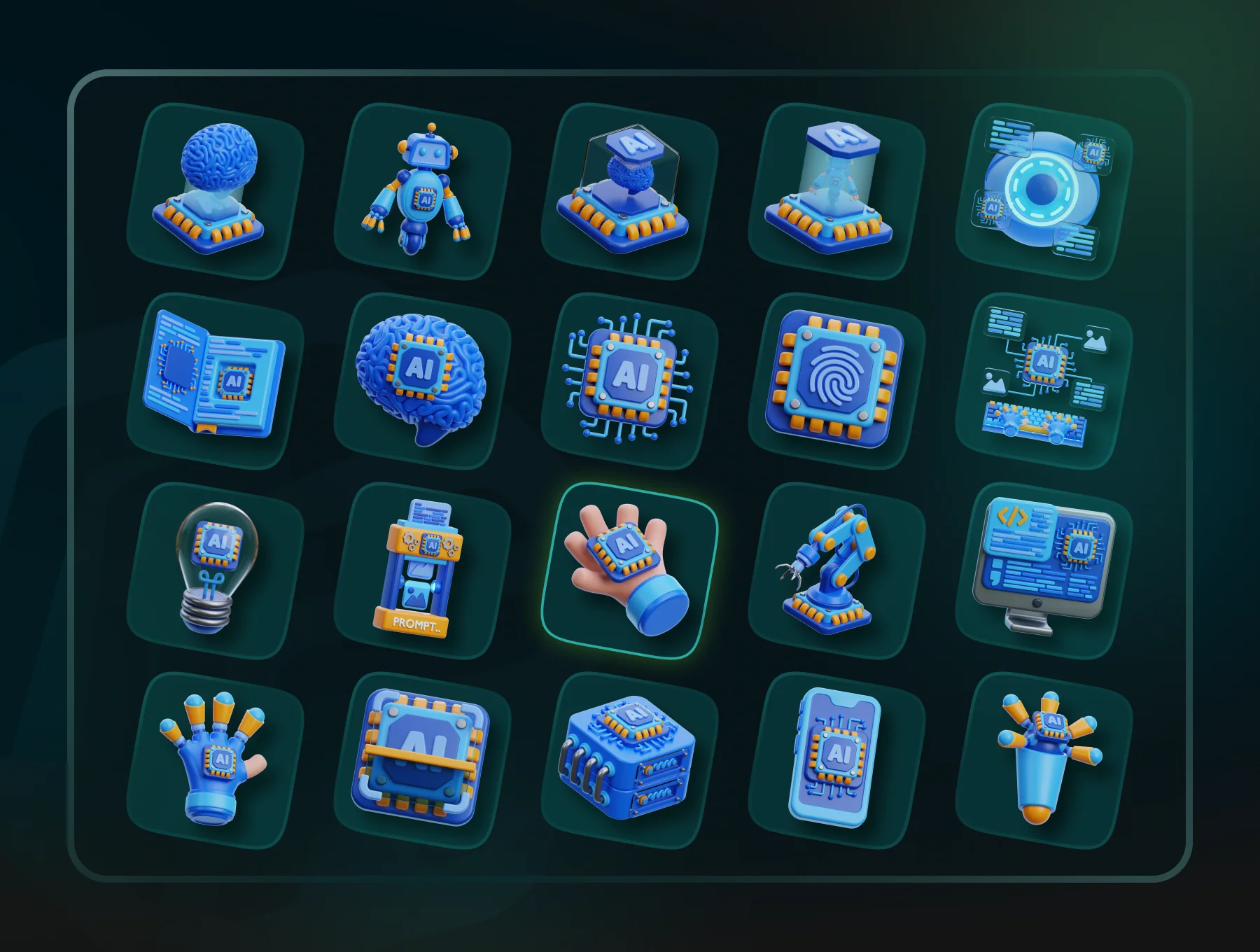 3D Artificial Intelligence Icon Set 2