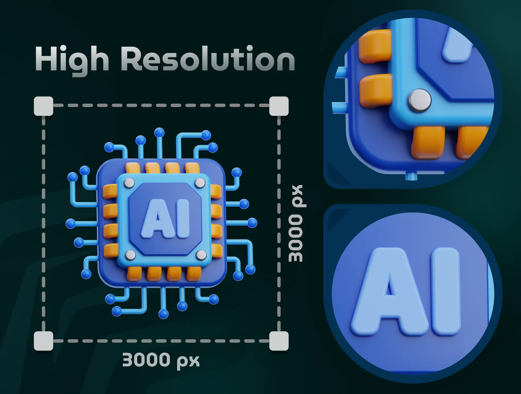 3D Artificial Intelligence Icon Set 4