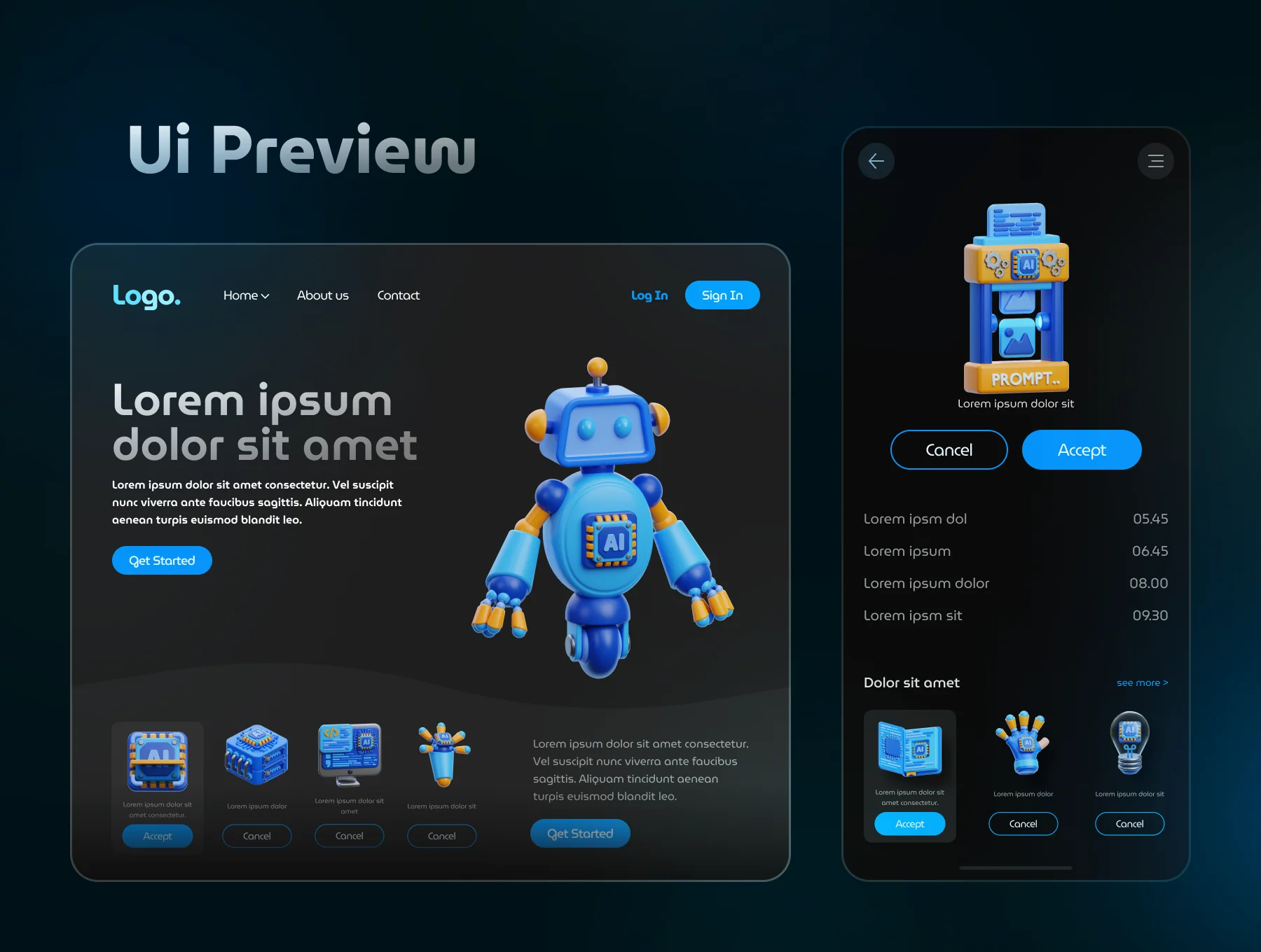 3D Artificial Intelligence Icon Set 5