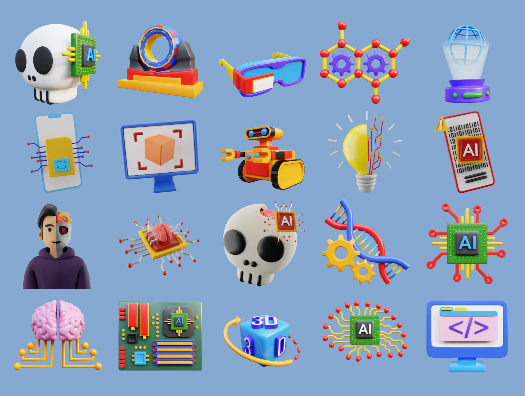 3D Artificial Intelligence Icon 5