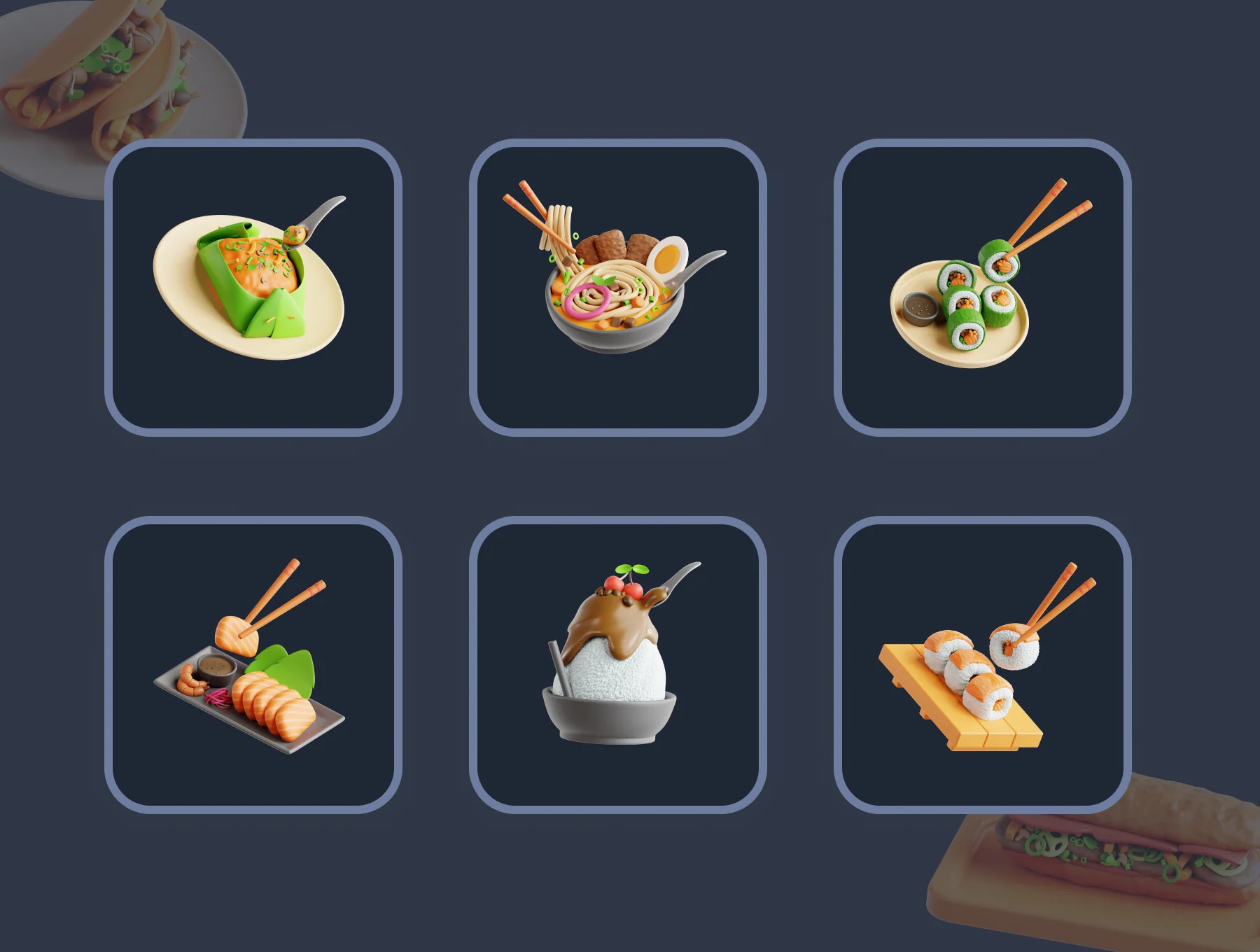 3D Asian Food 6