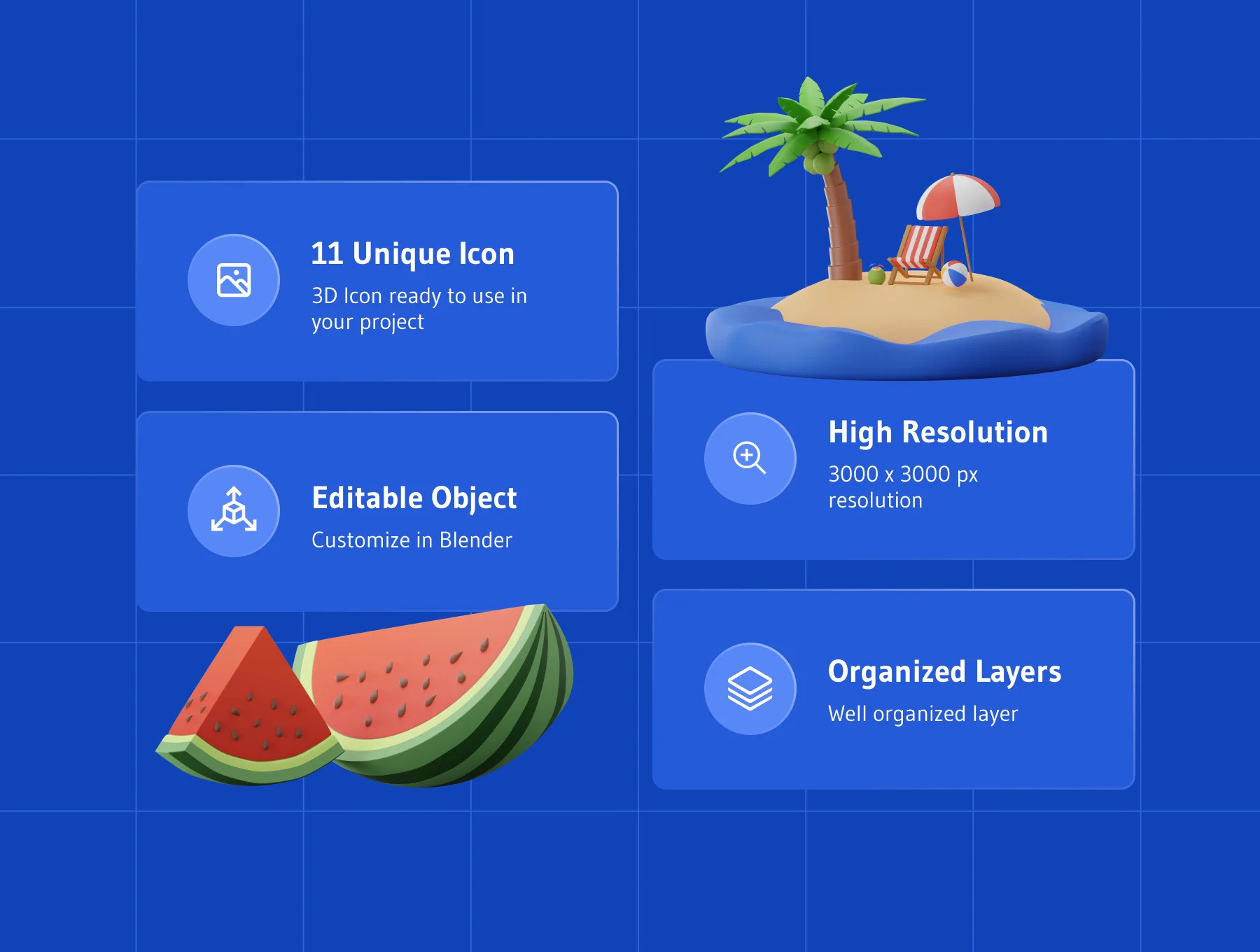 3D Beach Summer Icon Pack 2