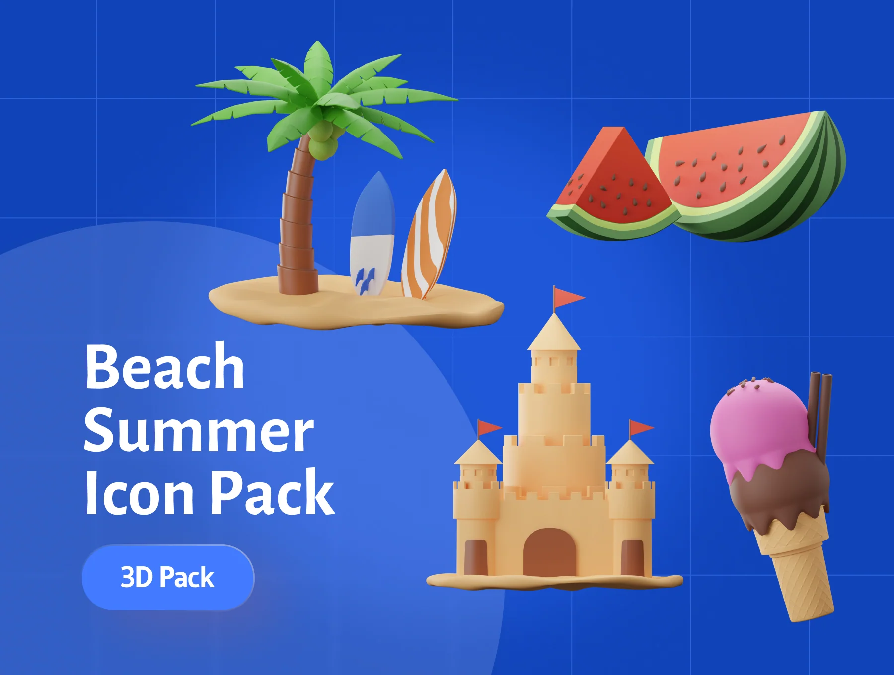 3D Beach Summer Icon Pack 7
