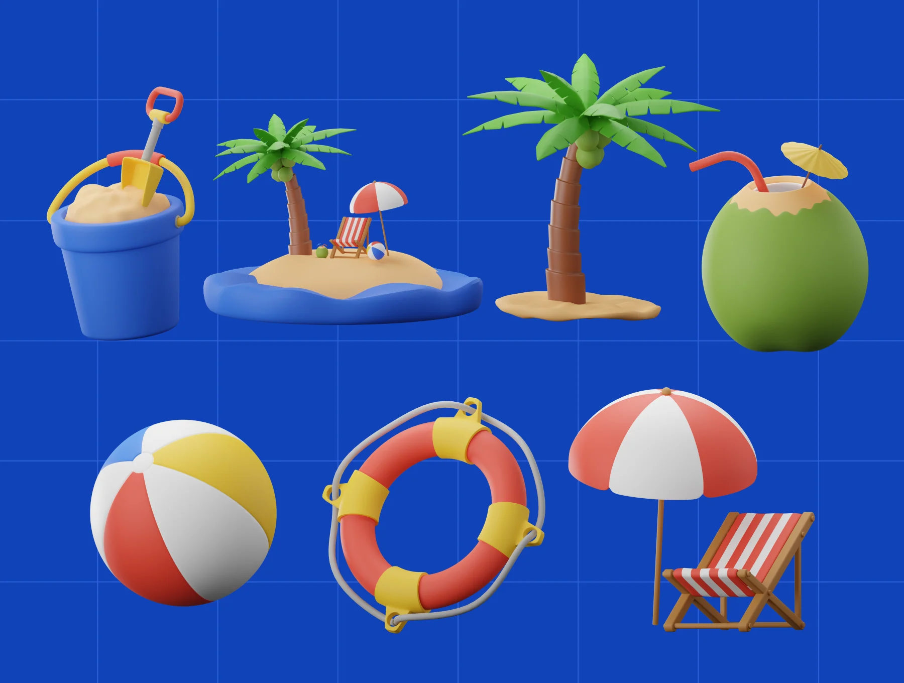 3D Beach Summer Icon Pack 8