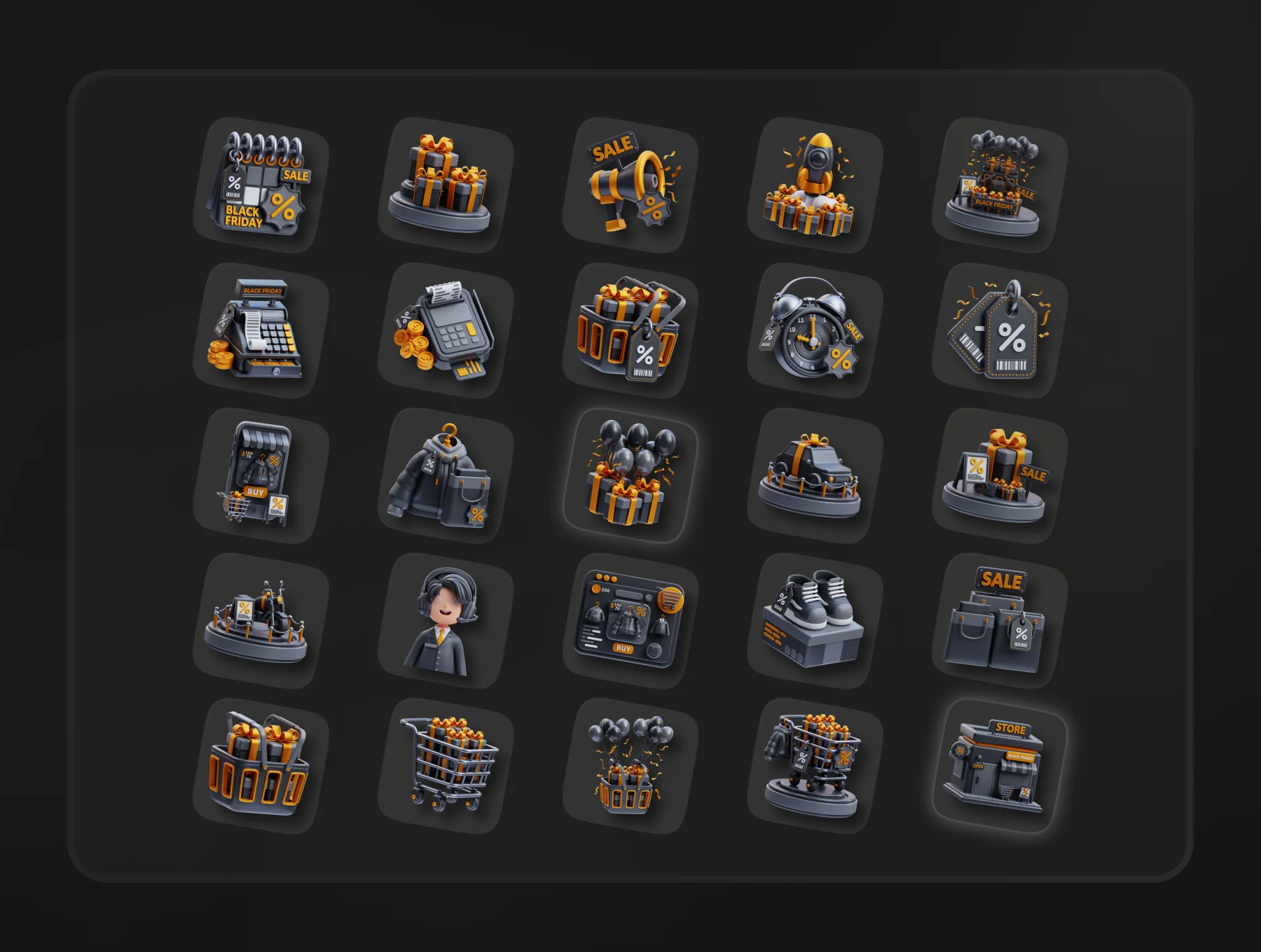 3D Black Friday Icon Set 2