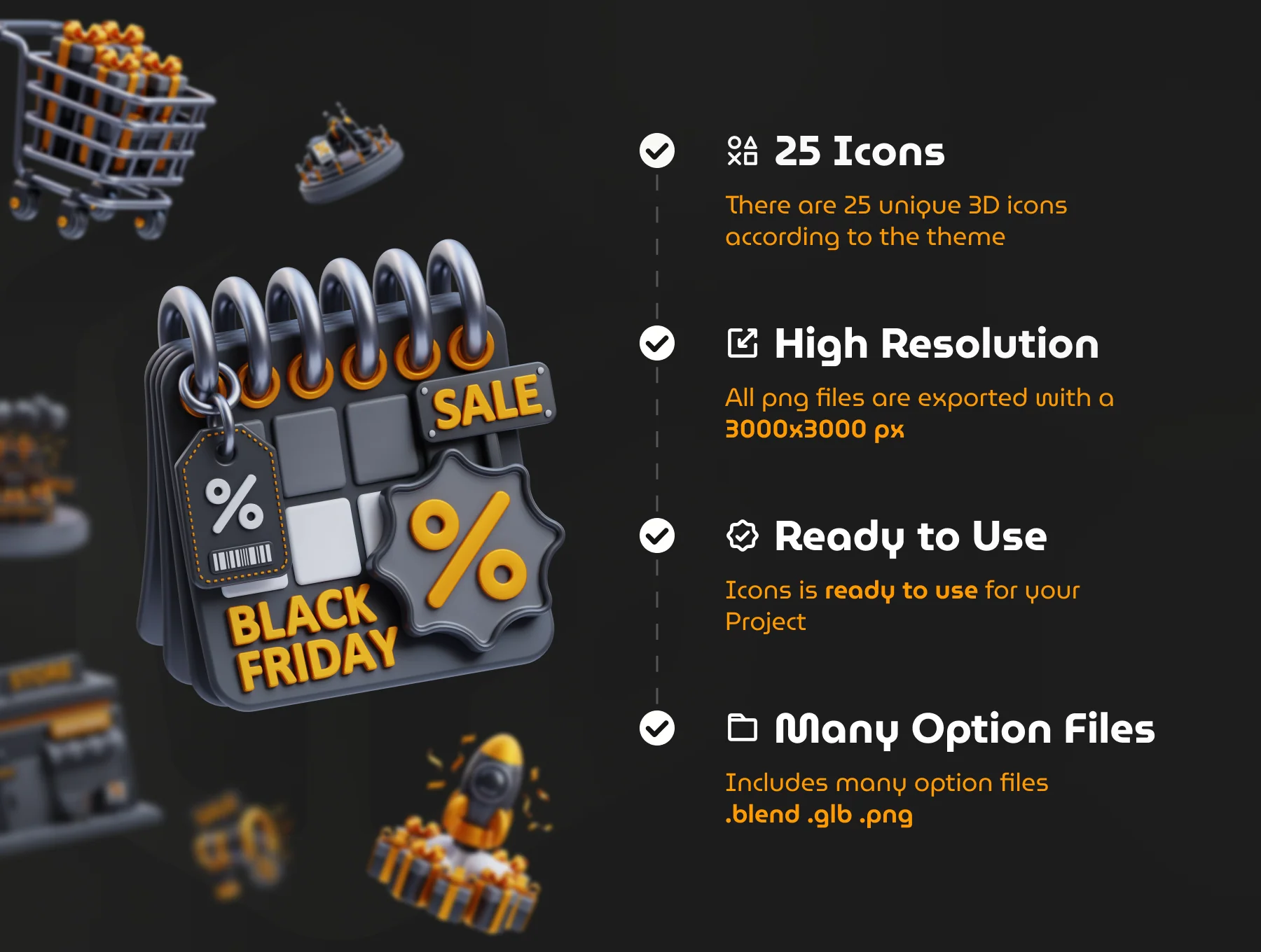 3D Black Friday Icon Set 3