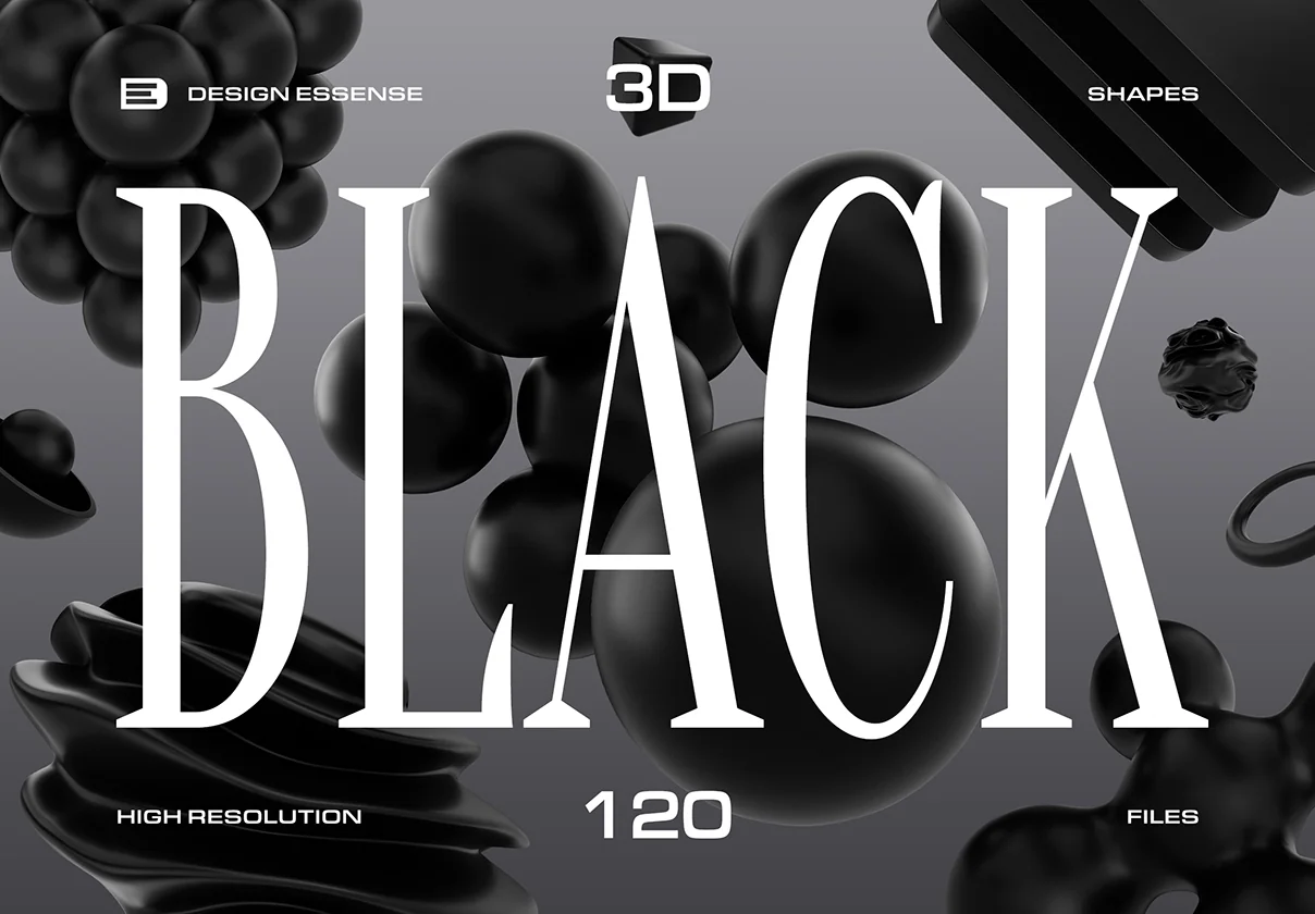 3D Black Shapes Collection