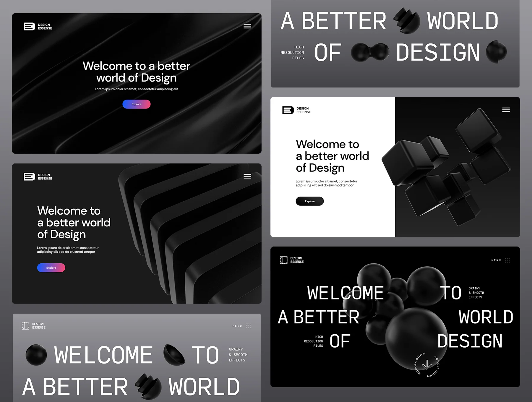 3D Black Shapes Collection 2