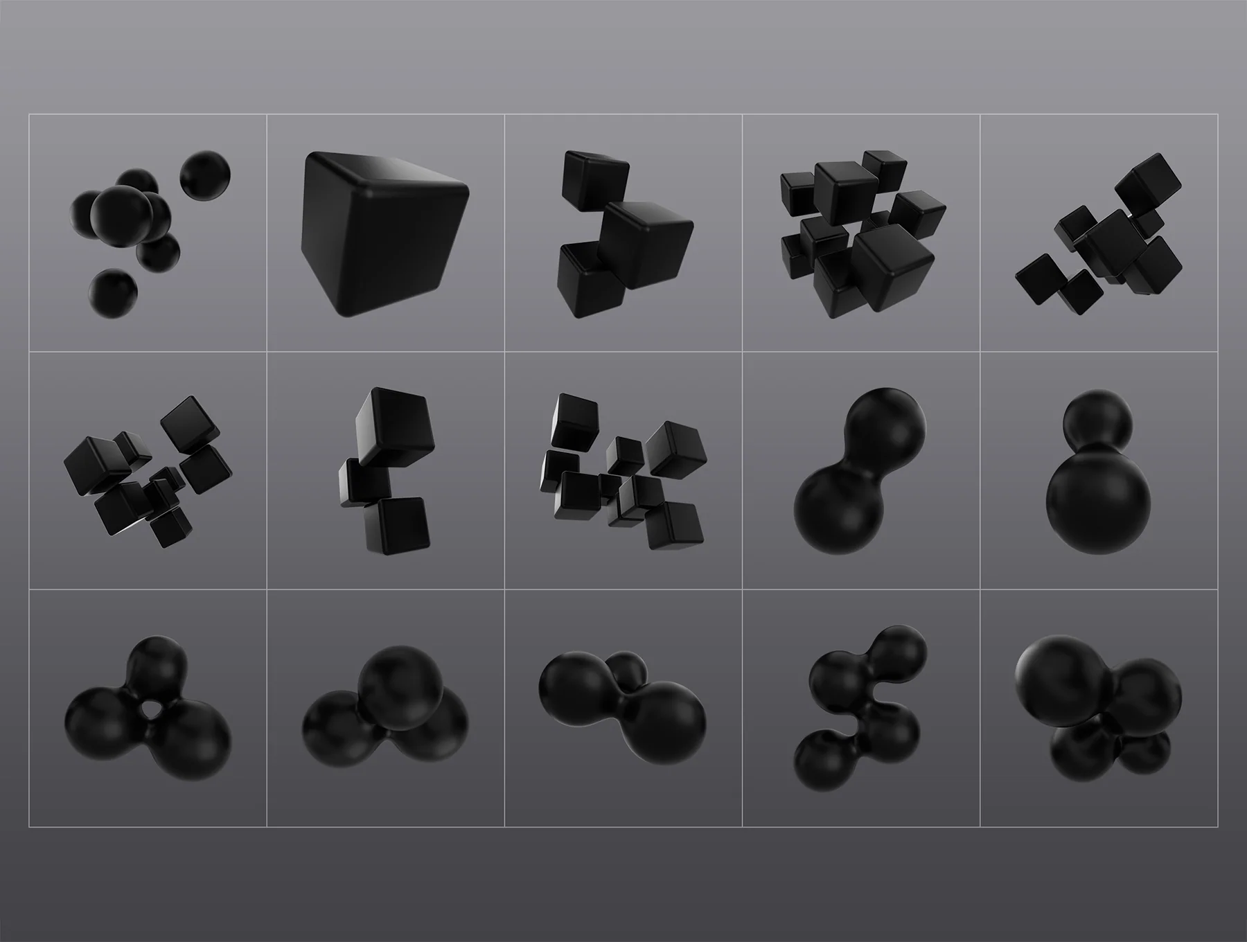 3D Black Shapes Collection 4