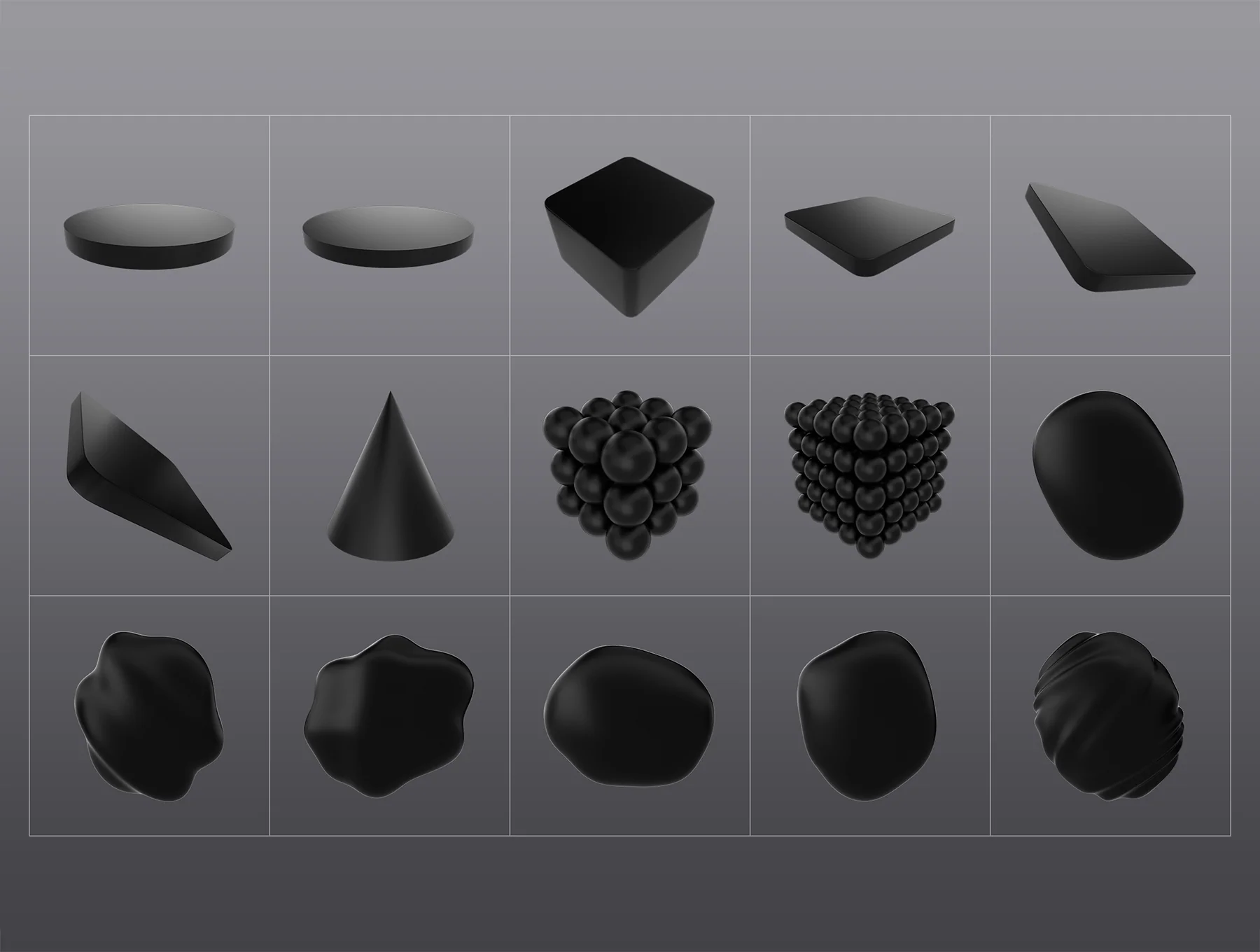 3D Black Shapes Collection 7