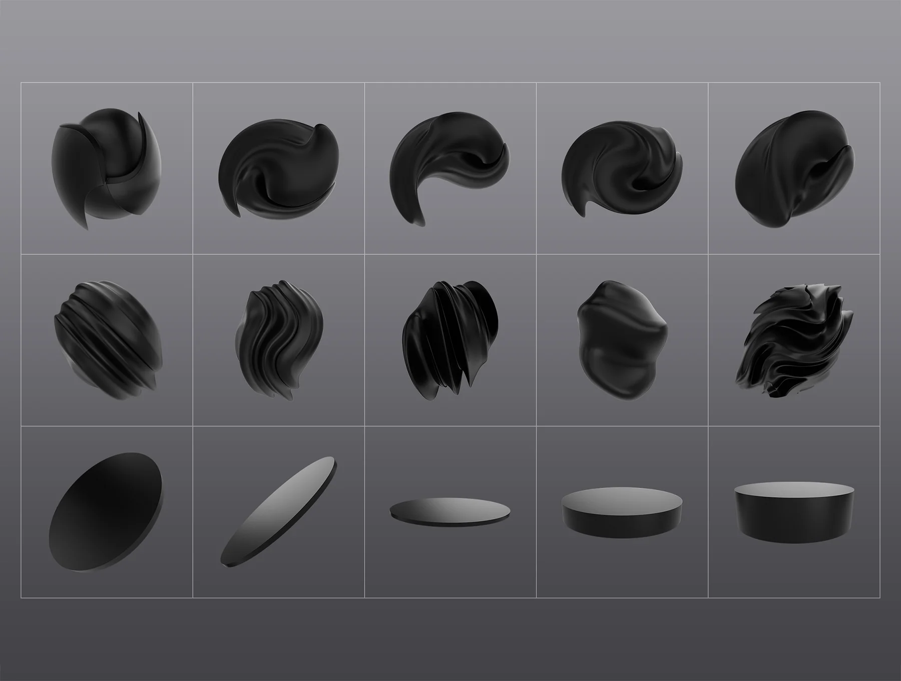 3D Black Shapes Collection 8