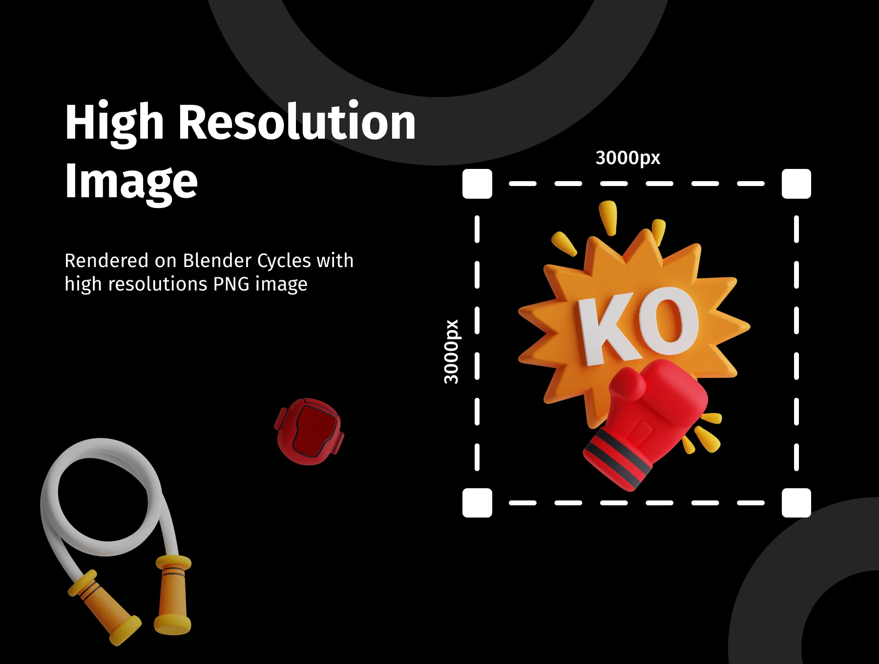 3D Boxing Icon Set 3