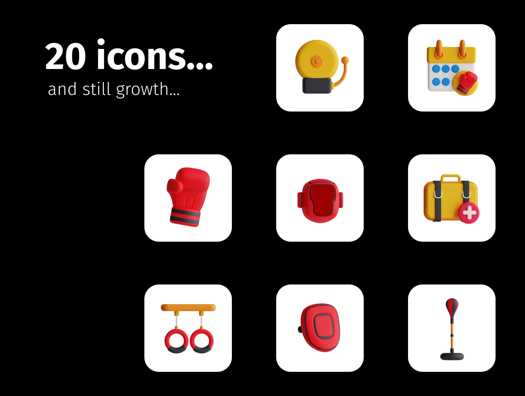 3D Boxing Icon Set 7