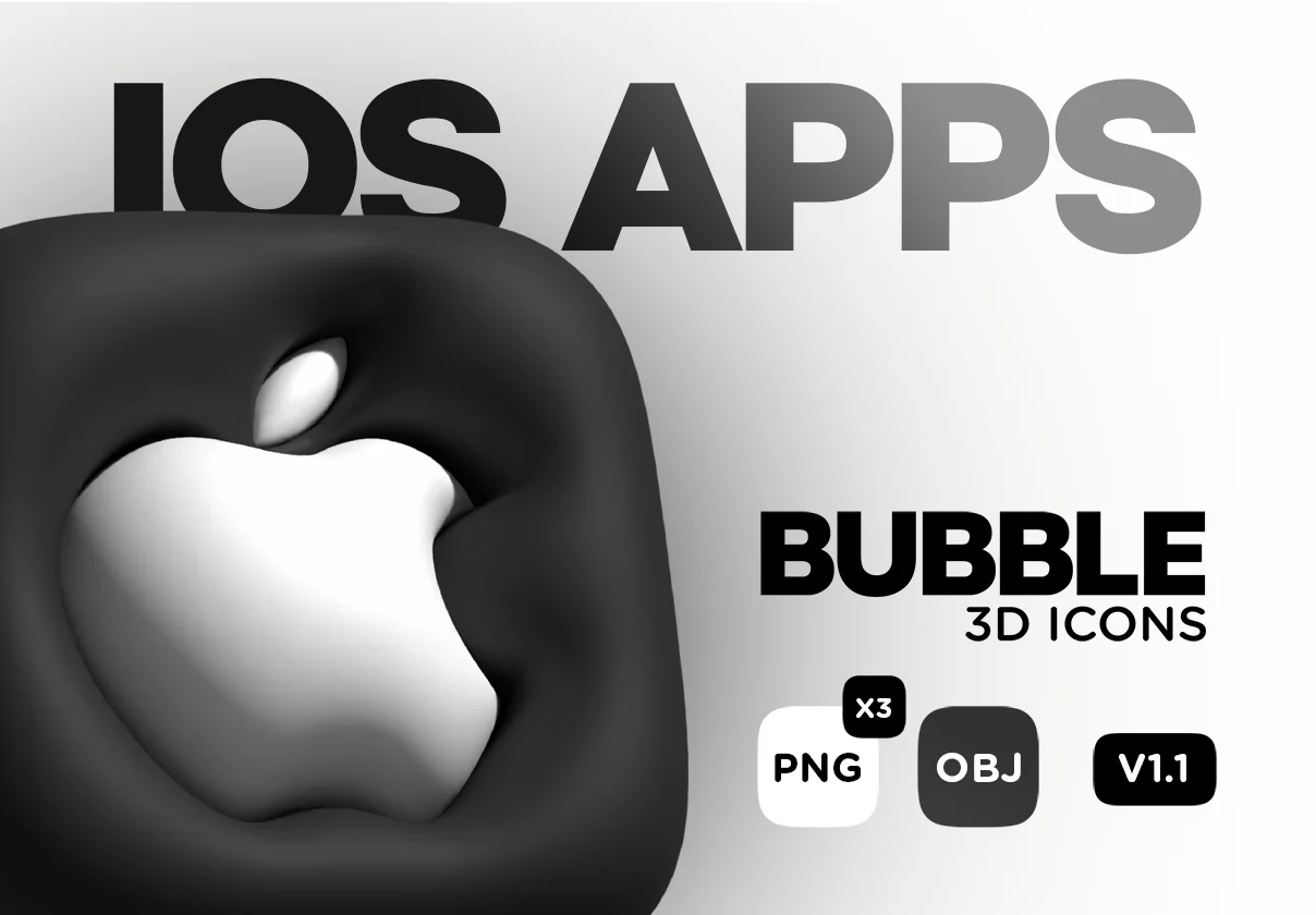 3D Bubble Pack - IOS Applications icons - OBJ