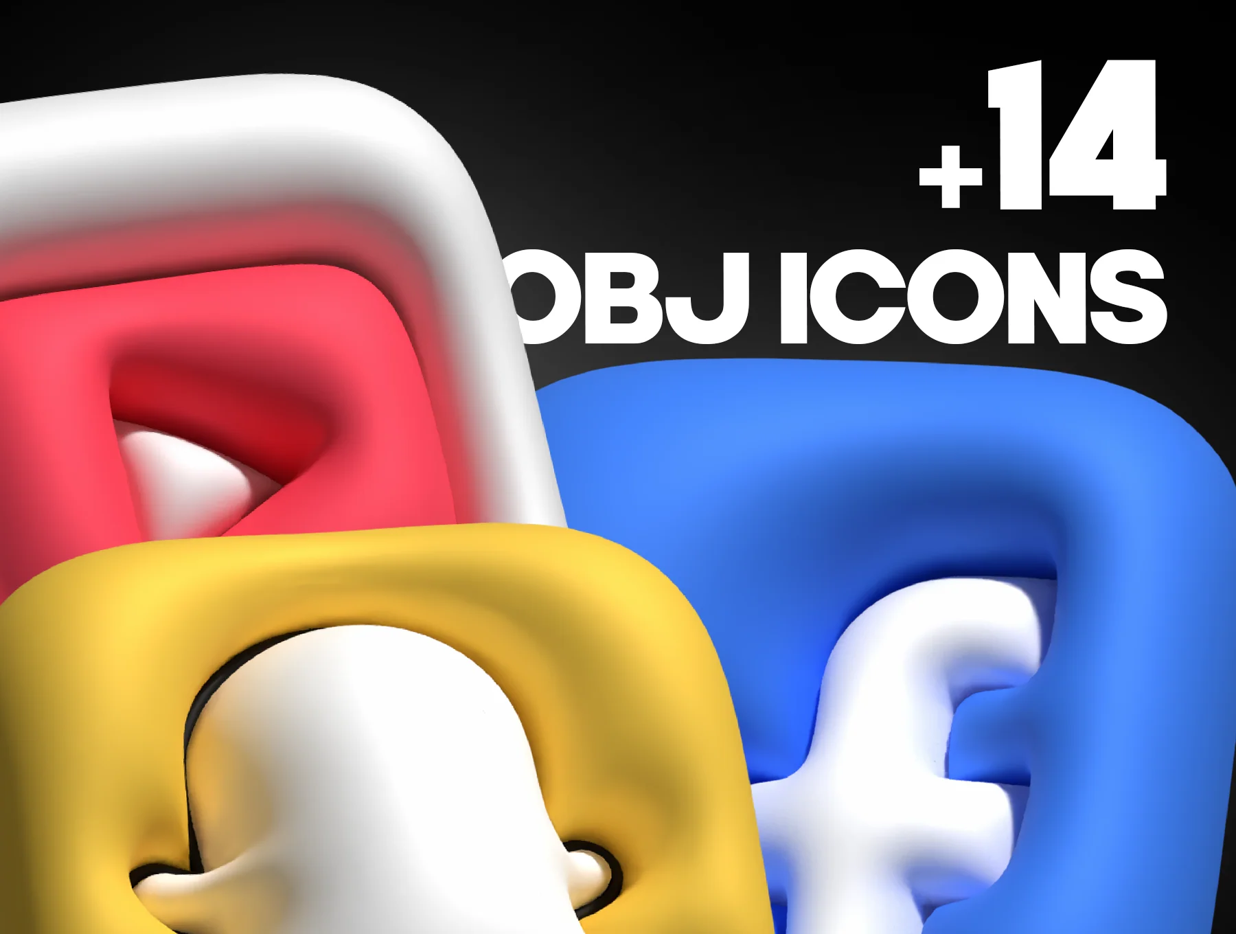 3D Bubble Pack - Social & Messengers icons - OBJ 4