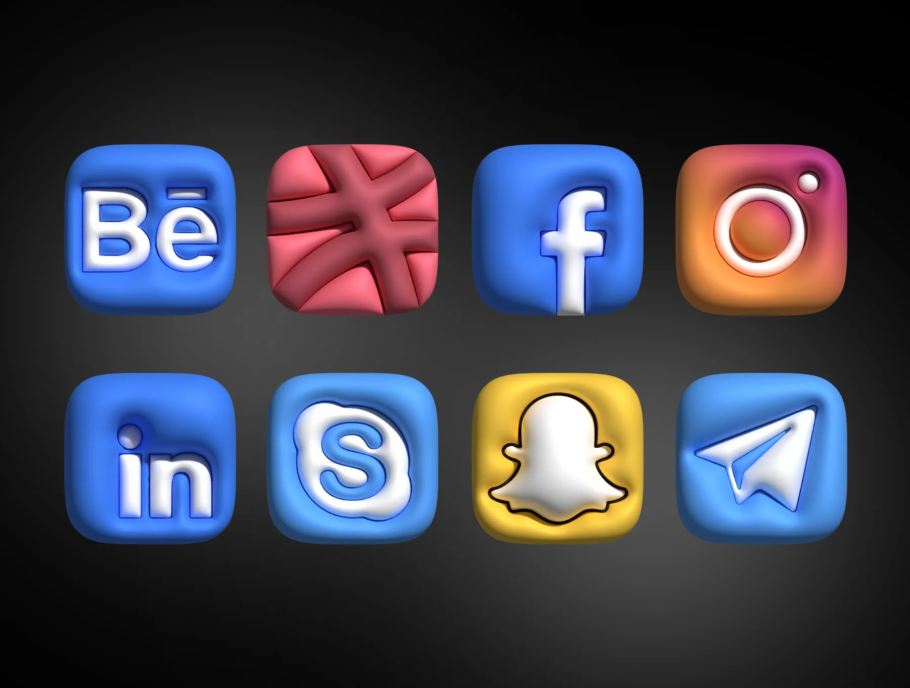 3D Bubble Pack - Social & Messengers icons - OBJ 5