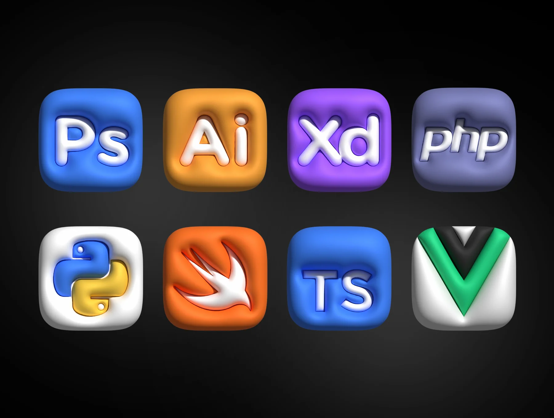 3D Bubble Pack - Web tools icons - OBJ 4