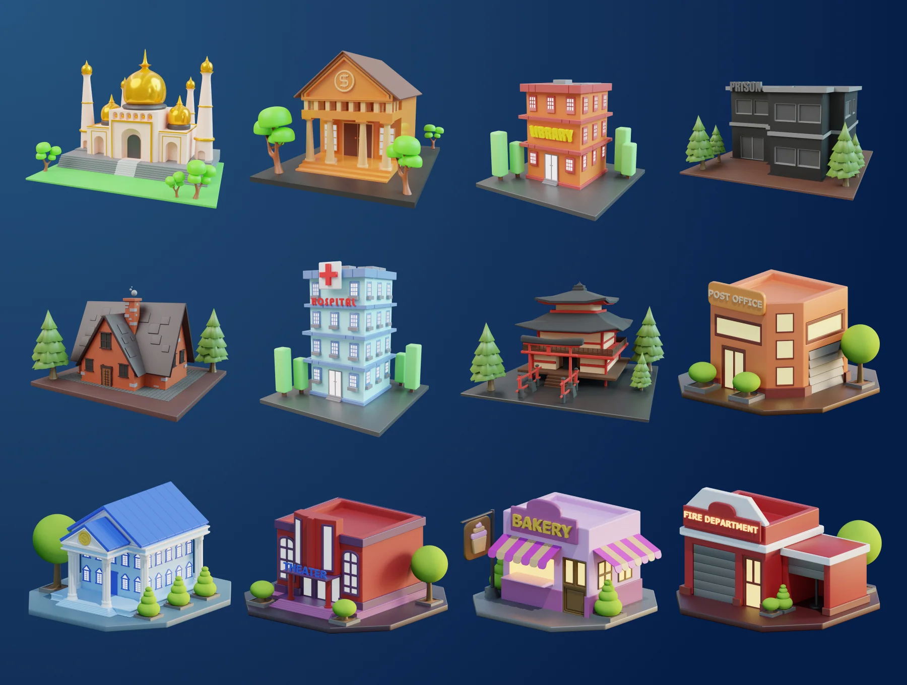 3D Building and Landmarks Illustration 5
