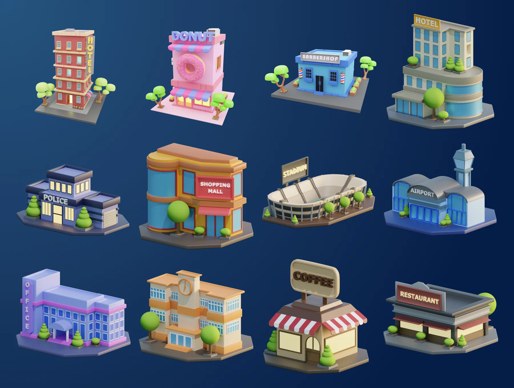 3D Building and Landmarks Illustration 6