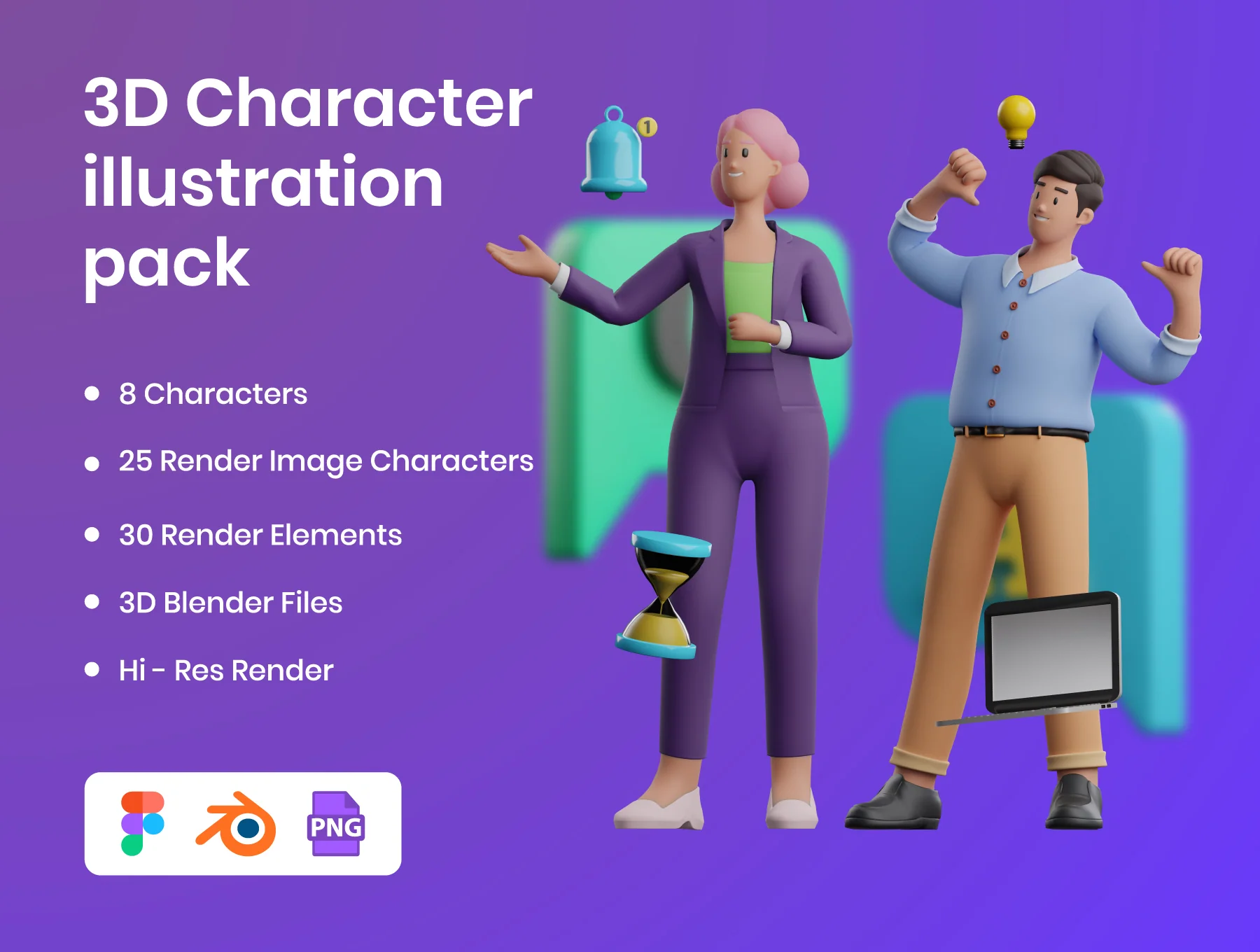 3D Business Illustration Character Pack