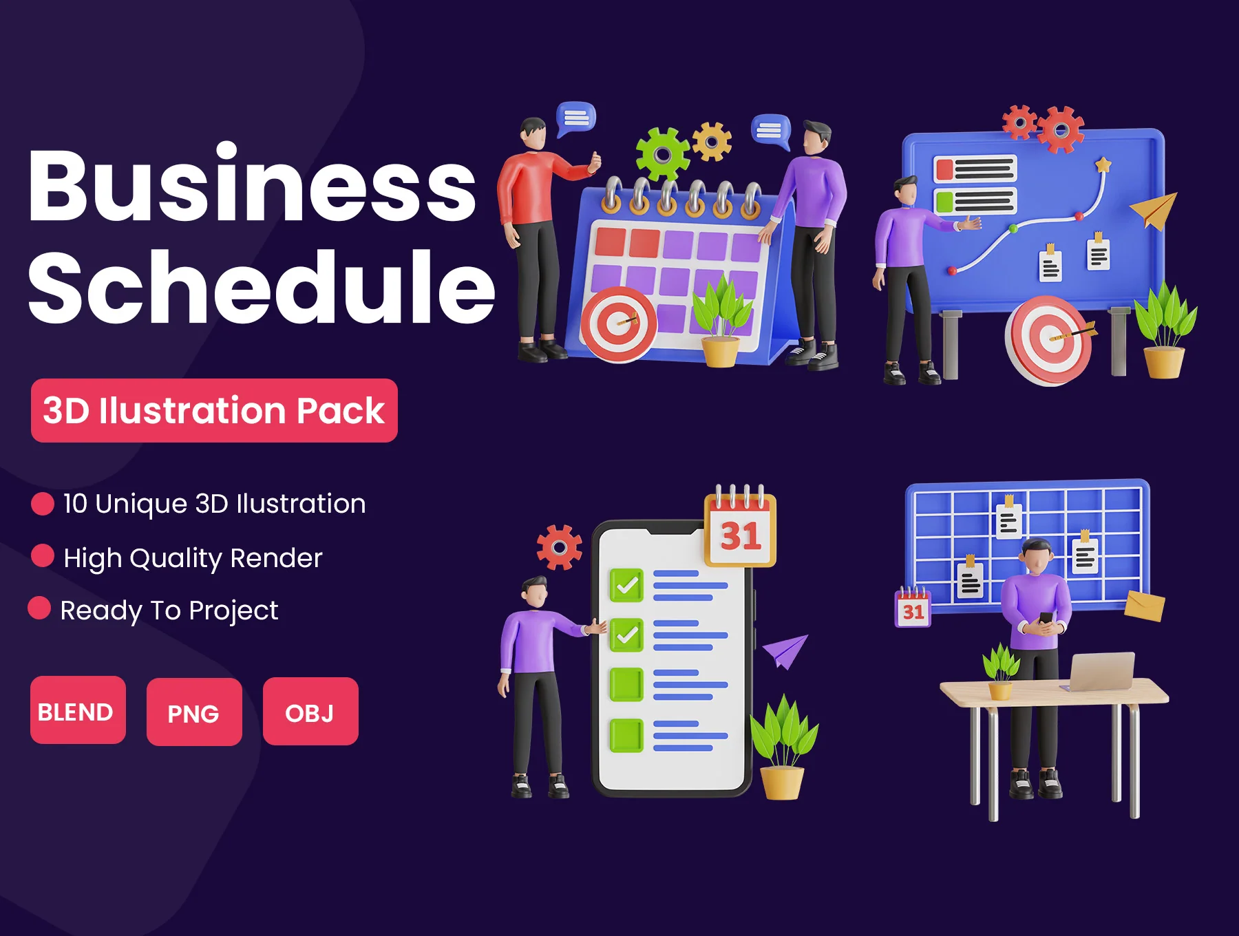 3D Business Schedule Pack