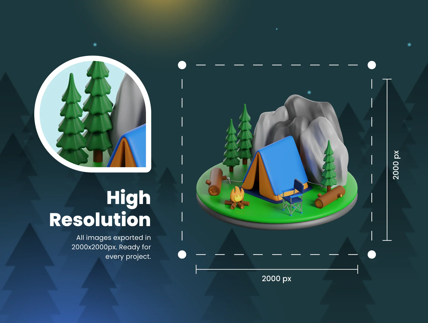 3D Camping Icon Set 2
