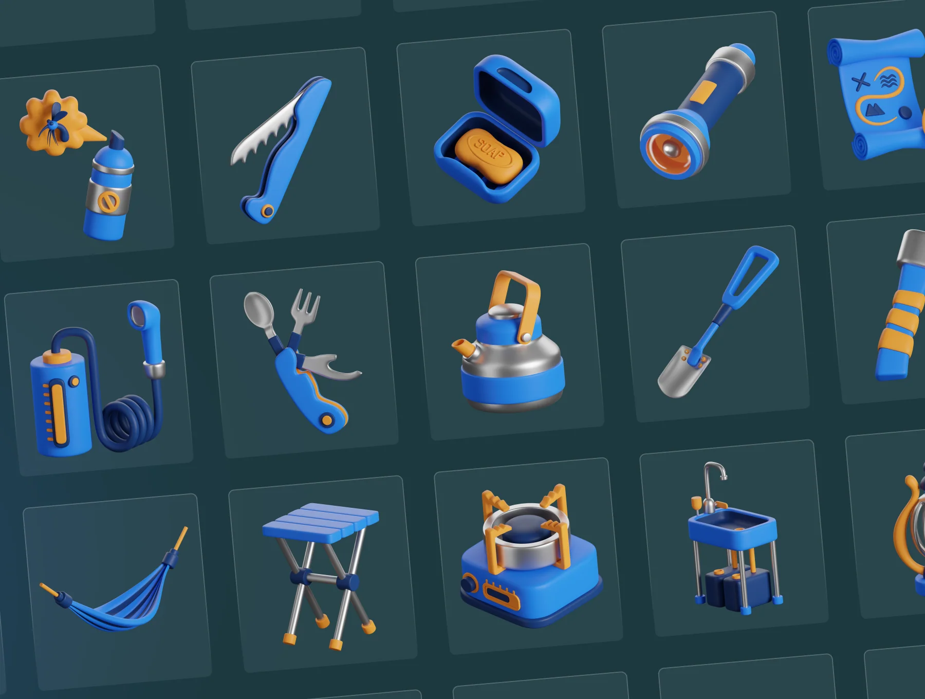 3D Camping Icon Set 4