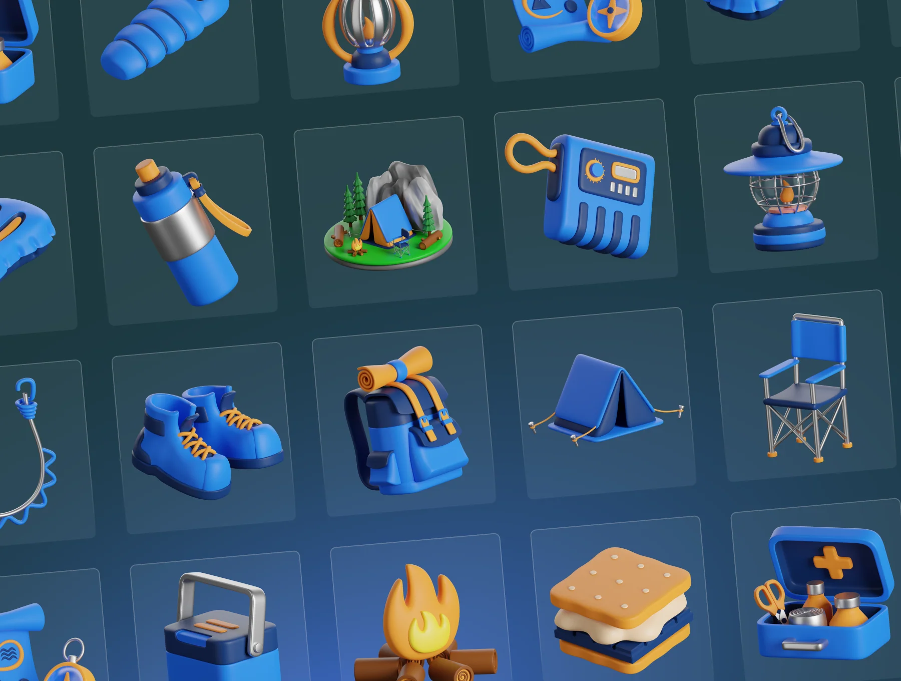 3D Camping Icon Set 5