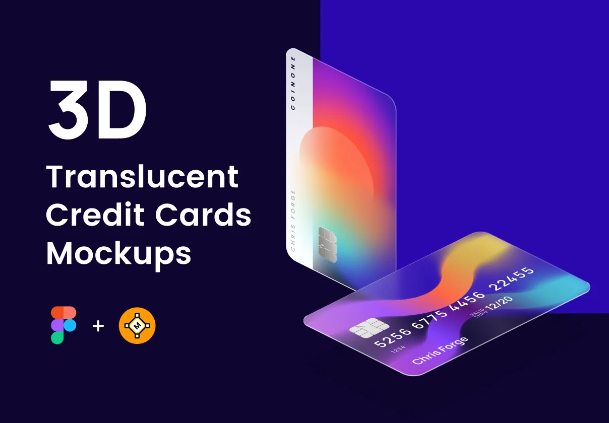 3D Translucent Credit Cards Mockups