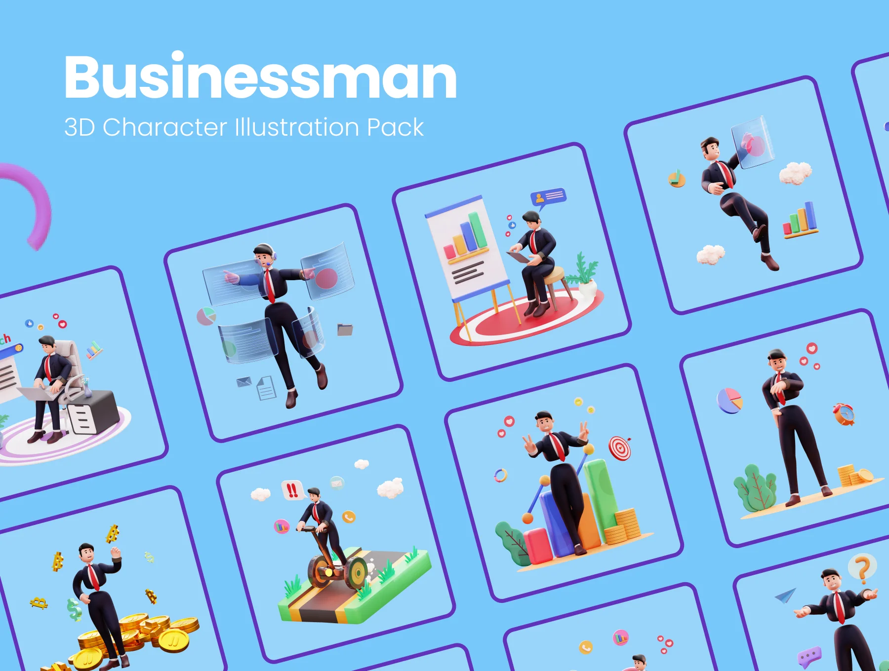 3D Character Businessman Illustration Pack 5