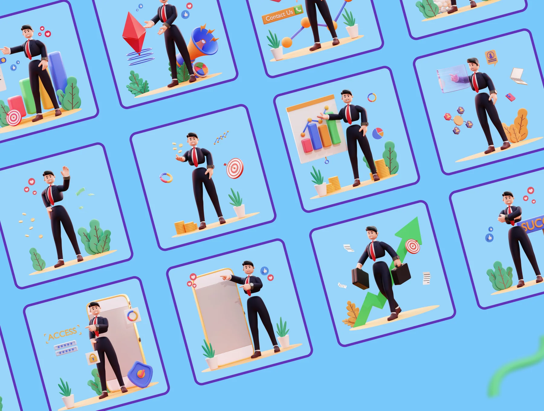 3D Character Businessman Illustration Pack 6
