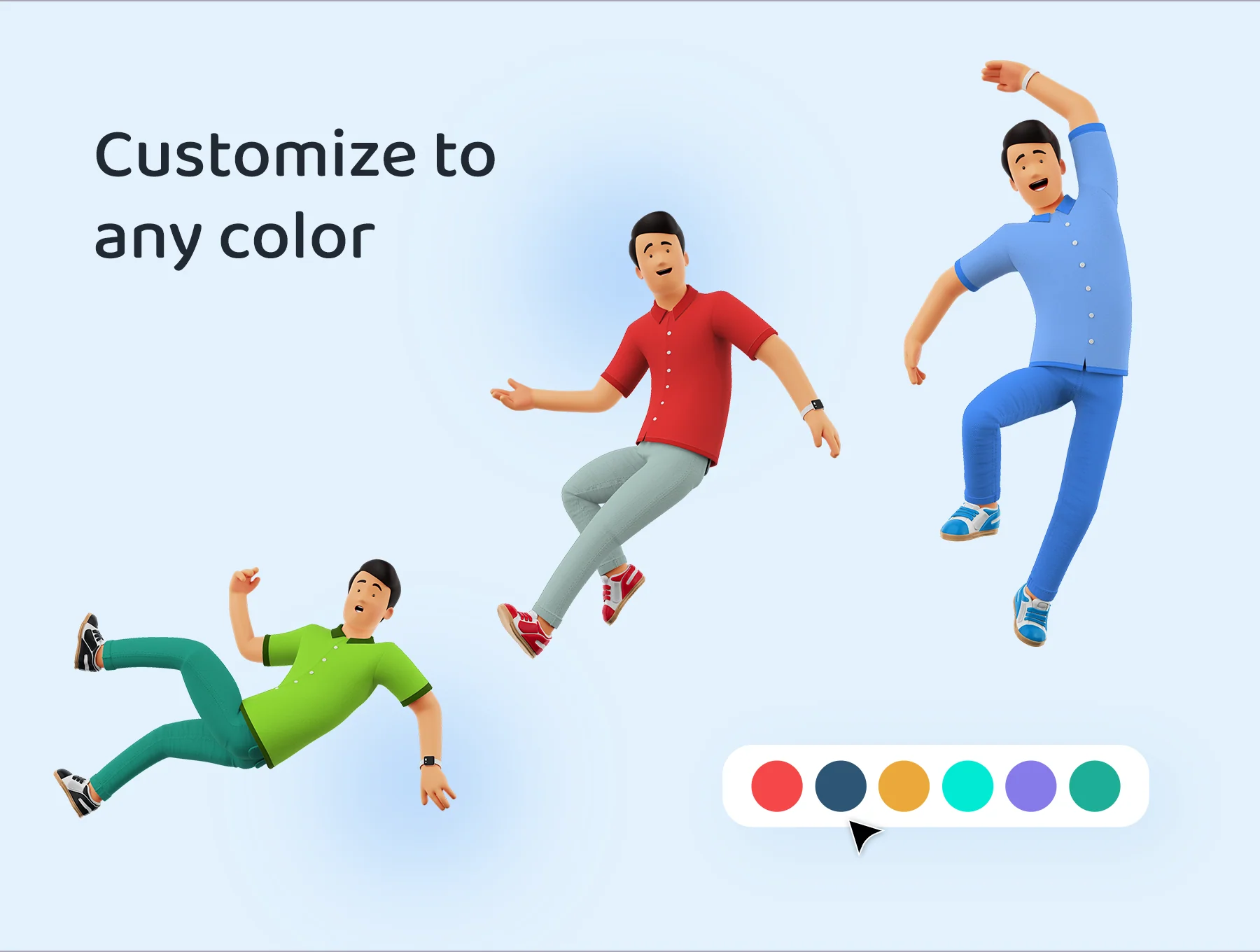 3D Character Illustration Pose Library Figma Pack 2