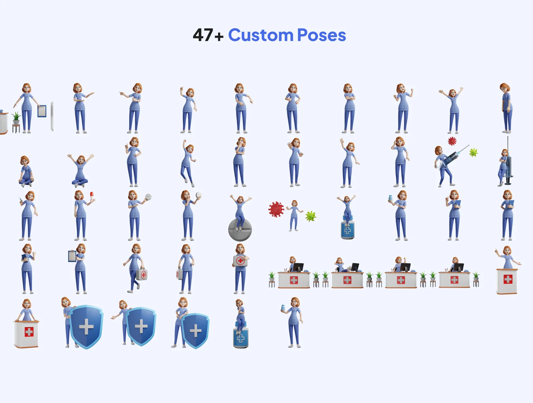 3D Character Nurse Figma UI KIT 2